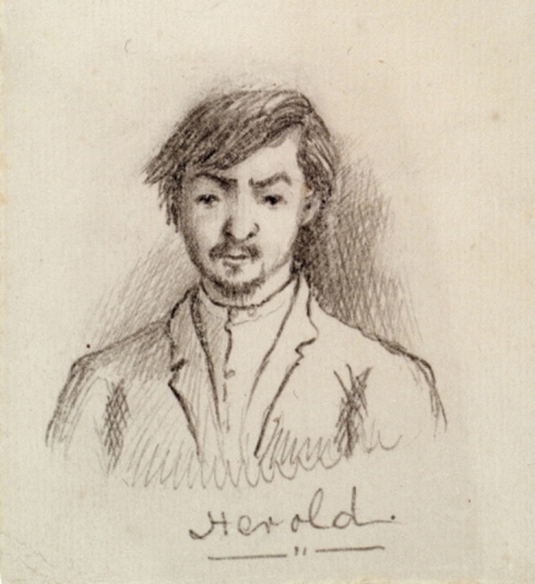 Sketch of David Herold drawn by military commission member lew Wallace-Indiana Historical Society